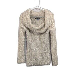 Boston Proper Womens XS Gold Metallic Cowl Neck Pullover Holiday Sweater Festive